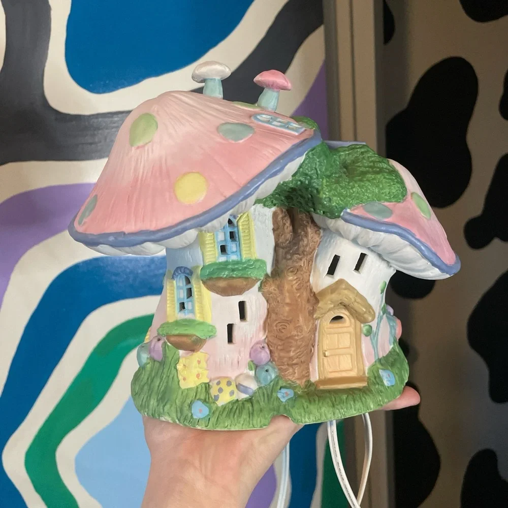 Ceramic Easter Mushroom Fairy House